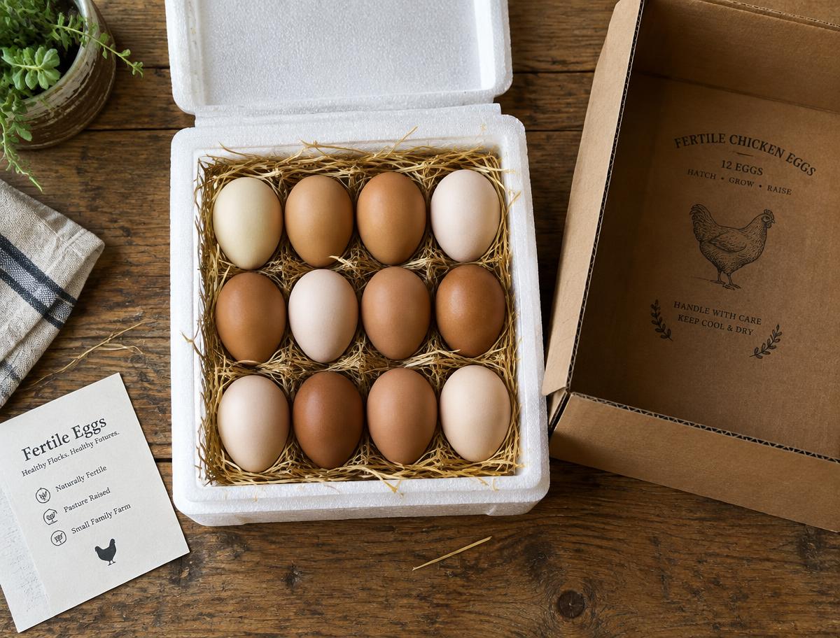 Hatching eggs packed pointy-end down in a foam insert
